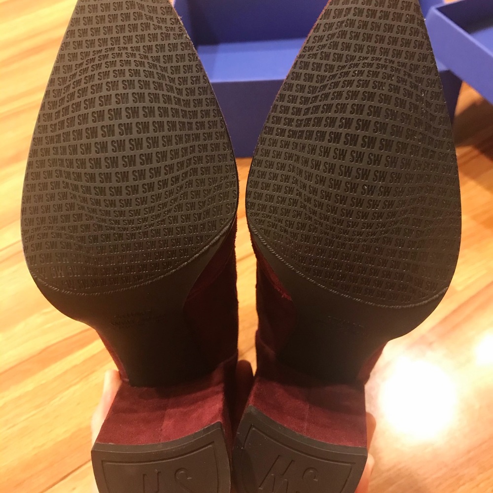 Stuart Weitzman Suede Block Heel Bordx Bootie - image 4